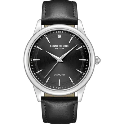 Kenneth Cole Genuine Diamond Leather Strap Watch, 43mm