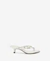 Kenneth Cole Gillie Embossed Croco Kitten Heel Buckle Sandal In Cream Croco