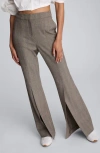 Kenneth Cole Plaid High Rise Split Front Flare Leg Pant In Gray