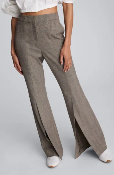 KENNETH COLE KENNETH COLE GLEN PLAID HIGH WAIST SPLIT FLARE LEG PANTS