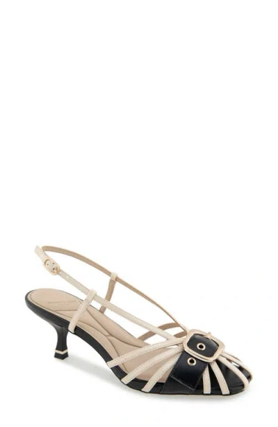 Kenneth Cole Glenda Slingback Sandal In Sand Patent/black