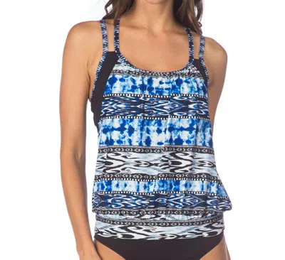 Kenneth Cole Go Girl Layered Tankini Top In Indigo In Multi