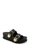 Kenneth Cole Gradie Wedge Sandal In Black Leather
