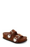 Kenneth Cole Gradie Wedge Sandal In Cognac Suede