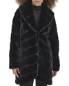 Kenneth Cole Grooved Shawl Collar Coat In Black