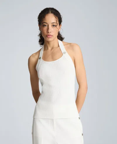 Kenneth Cole Halter Neck Tank With Gromet Detail In White