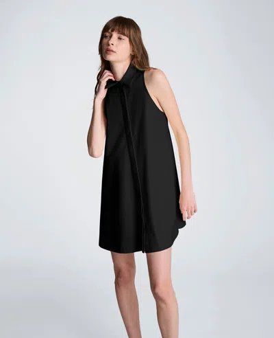 Kenneth Cole Halter Shirt Swing Dress In Black