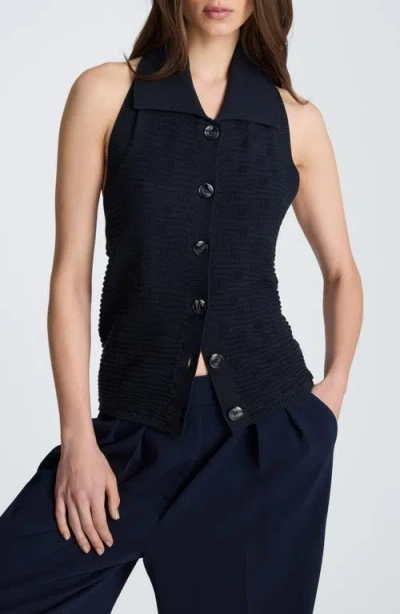Kenneth Cole Halter Sweater Tank In Blue