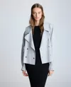 Kenneth Cole Heathered Scuba Snap Front Short Trench In Grey Heather