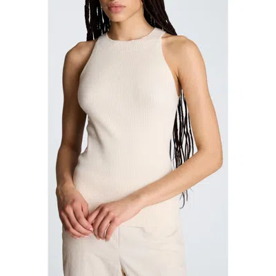 Kenneth Cole High Crew Neck Cutaway Tank In Neutral