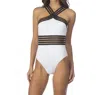 Kenneth Cole High Neck One Piece Swimsuit In Kkc White In White