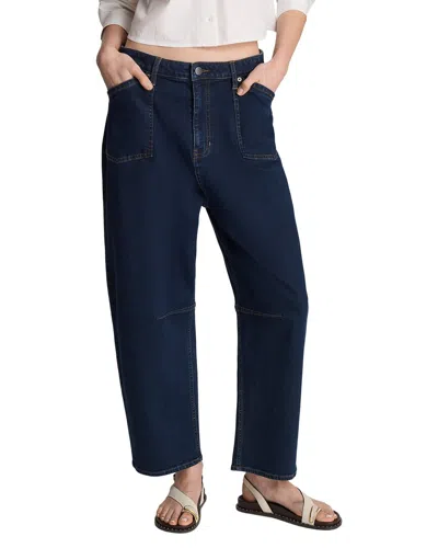 Kenneth Cole High Waist Front Pocket Crop Barrel Jeans In Blue
