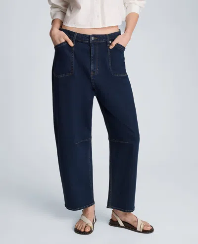 Kenneth Cole High Rise Fly Front Cropped Barrel Jeans