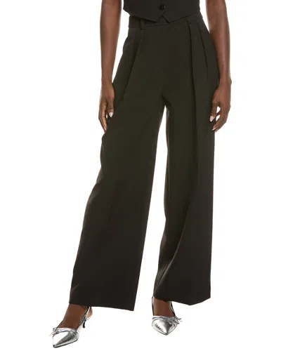 Kenneth Cole High-rise Fly Front Double Pleat Wide Leg Pant In Brown