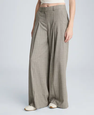 Kenneth Cole High Rise Fly Front Single Pleat Wide Leg Pant In Gray