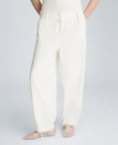 Kenneth Cole High Rise Fly Front Tapered Leg Pant In White