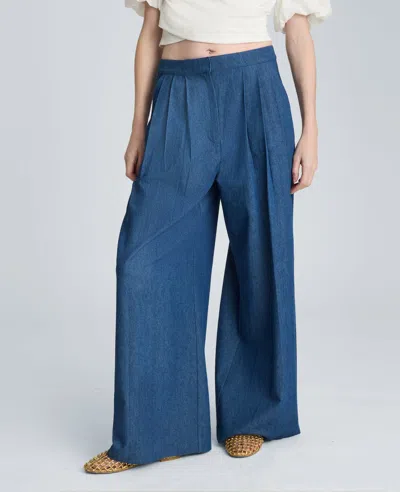 Kenneth Cole High Rise Fly Front Triple Pleat Wide Denim Jean In Multi