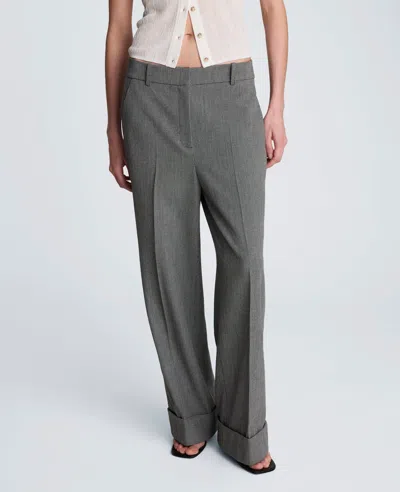 Kenneth Cole High Rise Fly Front Wide Leg Pleated Cuffed Pant In Gray