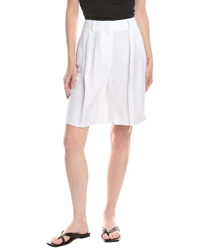 Kenneth Cole High Rise Linen-blend Pleated Short In White