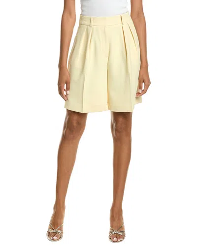 Kenneth Cole High- Rise Pleated Bermuda Short In Yellow