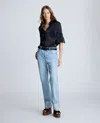 Kenneth Cole High Rise Straight Leg Wide Cuff Denim Jean In Nu Wash