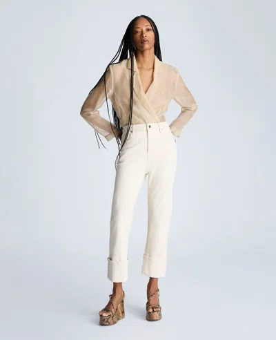 Kenneth Cole High Rise Straight Leg Wide Cuff Denim Jeans In Multicolor