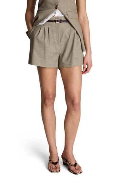 Kenneth Cole High Waist Belted Shorts In Gray