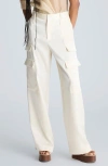Kenneth Cole High Rise Fly Front Double Cargo Wide Leg Pants Pant In Rice