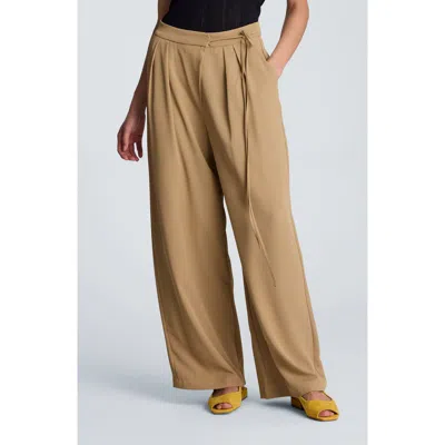 Kenneth Cole High Waist Double Pleat Wide Leg Pants In Multi