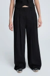Kenneth Cole High Waist Pinstripe Wide Leg Pants In Black