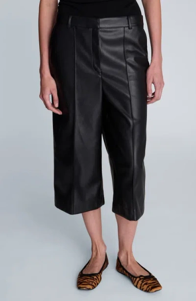 Kenneth Cole High Waist Pintuck Faux Leather Long Shorts In Black