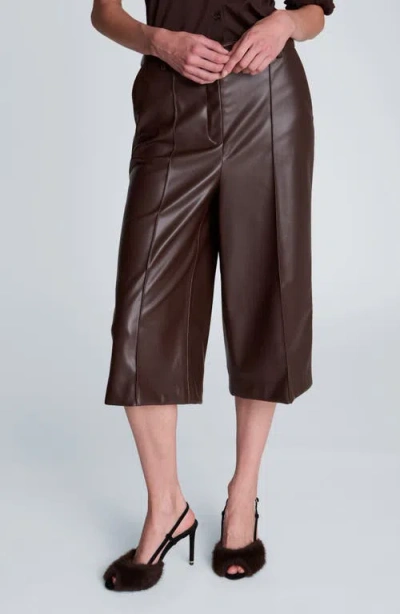 Kenneth Cole High Waist Pintuck Faux Leather Long Shorts In Burgundy