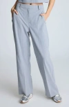 Kenneth Cole Fly Front High Rise Slash Pocket Wide Leg Pants Pant In Grey Dusk/pure White