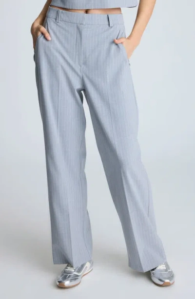 Kenneth Cole Fly Front High Rise Slash Pocket Wide Leg Pants Pant In Grey Dusk,pure White