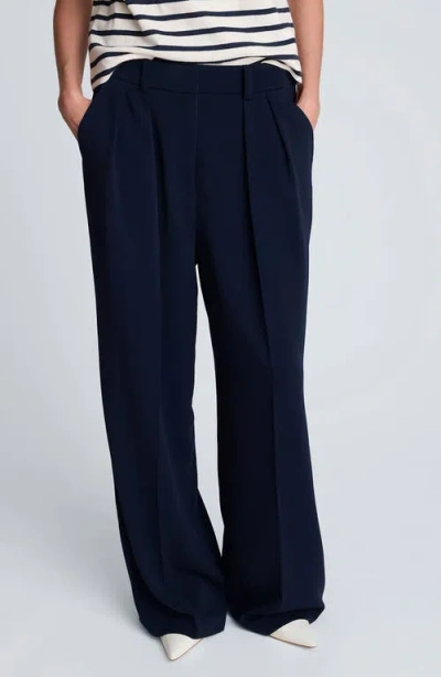 Kenneth Cole High Waist Wide Leg Pants In Blue