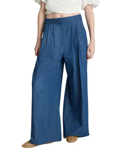 Kenneth Cole High-rise Fly Front Triple Pleat Wide Leg Chambray Pant In Multi