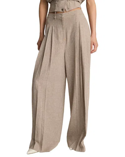 Kenneth Cole High-rise Fly Front Triple Pleat Wide Leg Linen-blend Pant In Multi