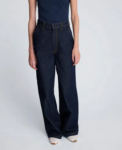 Kenneth Cole Denim High Rise Wide Leg Jean Pant In Blue