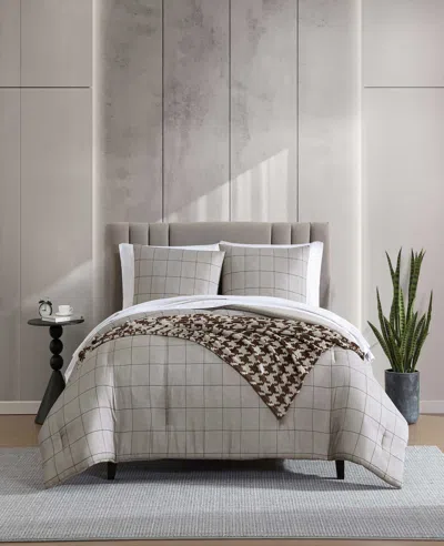 Kenneth Cole Holden Grid Comforter Set In Gray