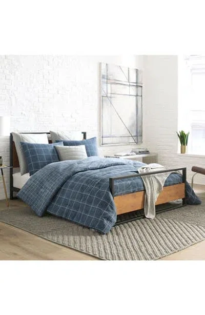Kenneth Cole Holden Grid Print Comforter Set In Indigo