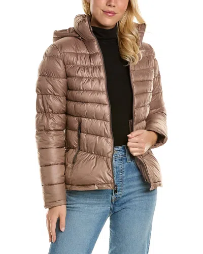 Kenneth Cole Hooded Packable Jacket In Brown