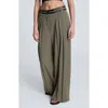 Kenneth Cole Houndstooth Check Pleated Wide Leg Pants In Green