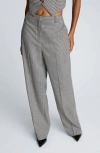 Kenneth Cole Houndstooth Check Wide Leg Pants In Gray