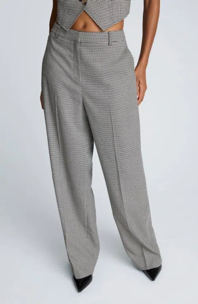 Kenneth Cole Houndstooth Check Wide Leg Pants In Gray