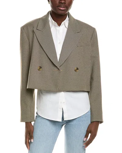 Kenneth Cole Houndstooth Cropped Jacket In Brown