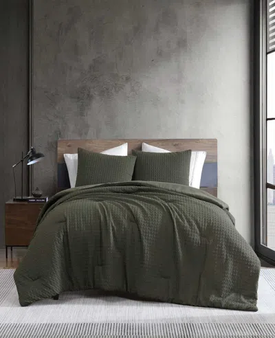 Kenneth Cole Houndstooth Duvet Set In Green