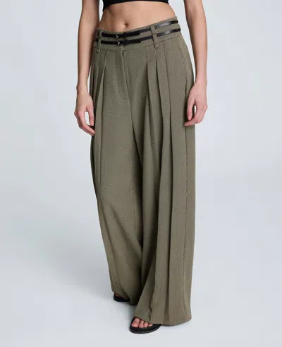 Kenneth Cole Houndstooth Wide Leg Double Belted Pant