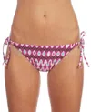 Kenneth Cole Ikat In The Act Side Tie Bikini Bottom In Kkc Berry In Purple