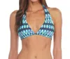 Kenneth Cole Ikat In The Act Tie Twist Front Bandeau Tankini Top In Teal In Blue