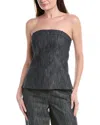 Kenneth Cole Indigo Twill Linen-blend Bustier Top